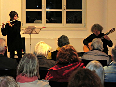 Sabine Hübner, Flöte & Christian Leyh, Gitarre, Konzert in der Mohr-Villa, München, April 2018